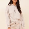 Women Vintage Havana Sweatshirts | Almond Milk W/Hot Fudge Stitching Solid Reverse Burnout Hoodie