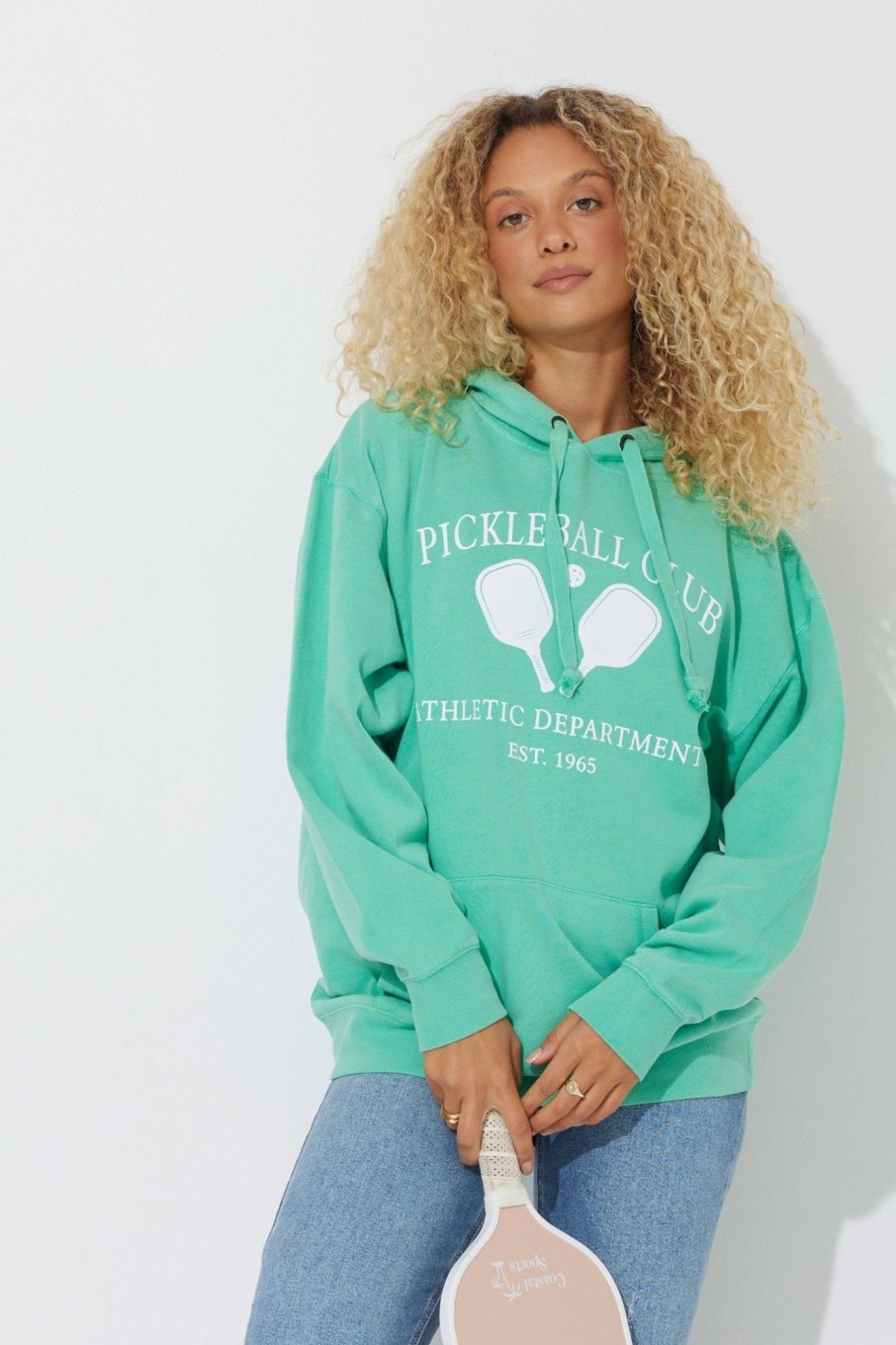 Women Vintage Havana Hoodies | Island Green Pickleball Club Pigment Dyed Hoodie