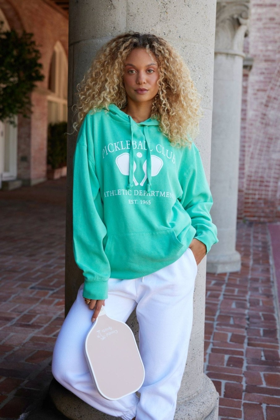 Women Vintage Havana Hoodies | Island Green Pickleball Club Pigment Dyed Hoodie