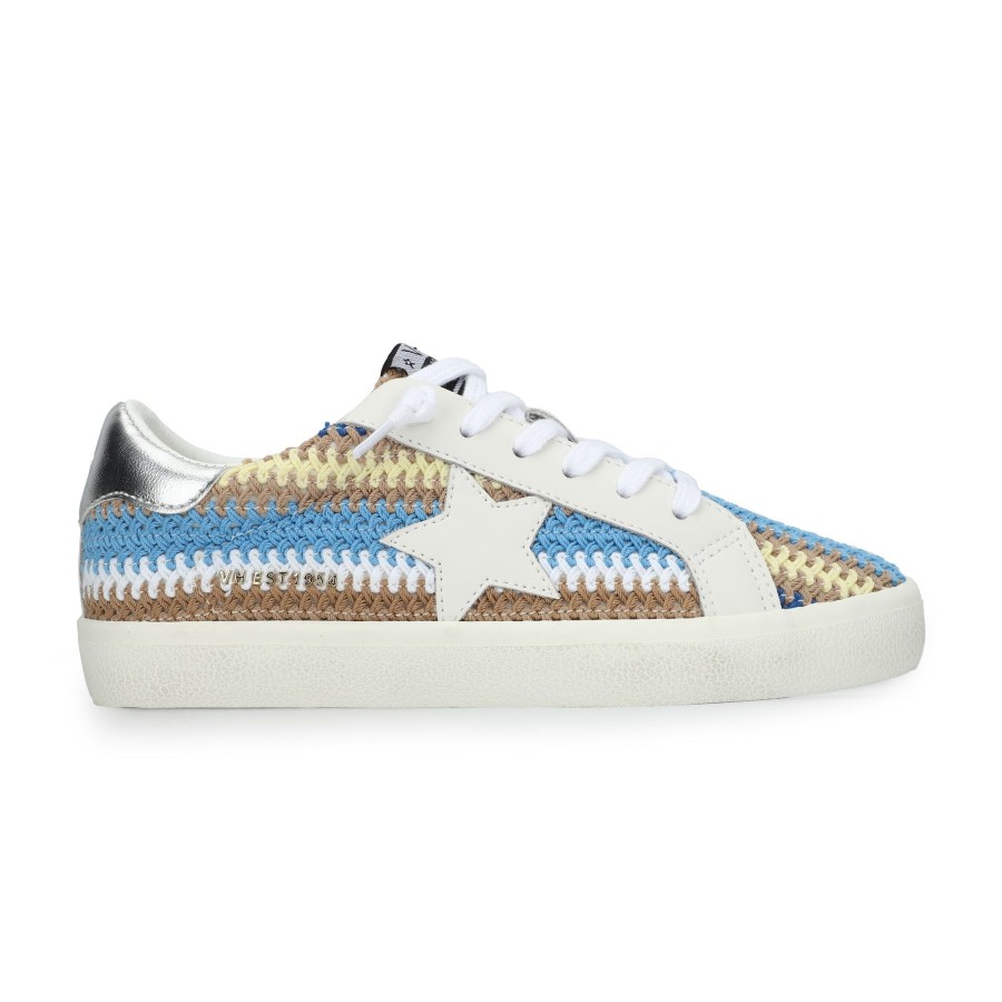 Women Vintage Havana Low Tops | Flair 46-Blue/Brown Crochet Multi