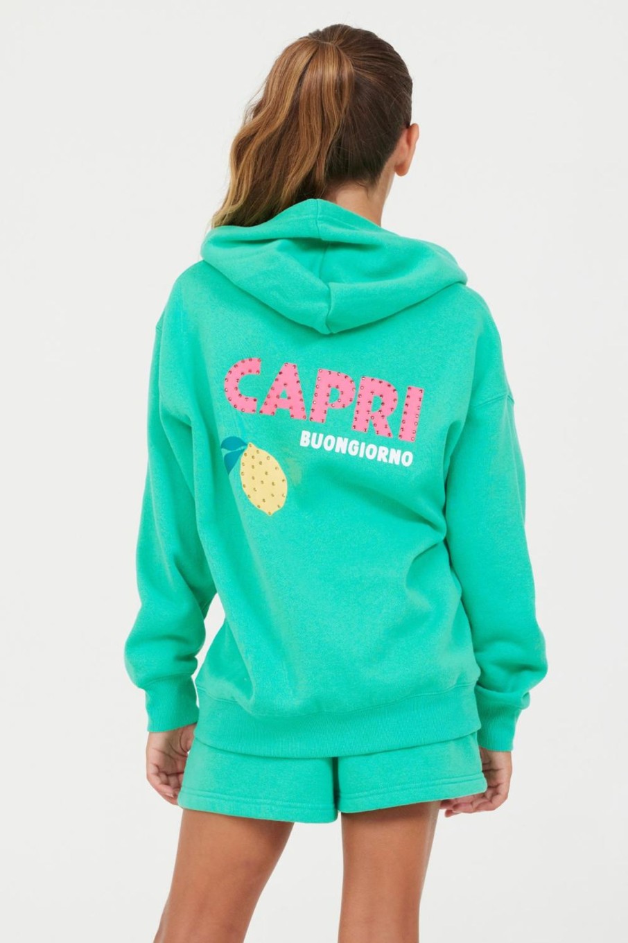 Kids Vintage Havana Kids Tops | Surf Green Oversized Capri Zip Up Hoodie