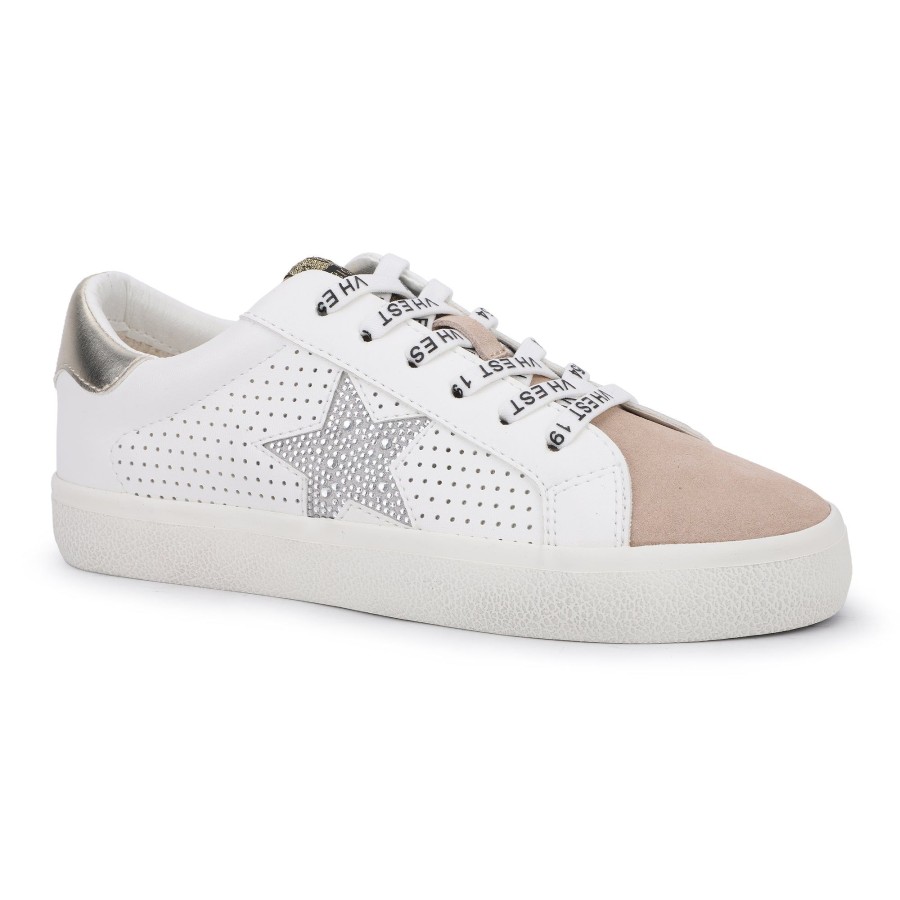 Women Vintage Havana Low Tops | Gadol-White/Camel Rhinestone