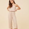 Women Vintage Havana Jumpers & Rompers | Soft Tan W/Mixed Stripes Textured Jumpsuit