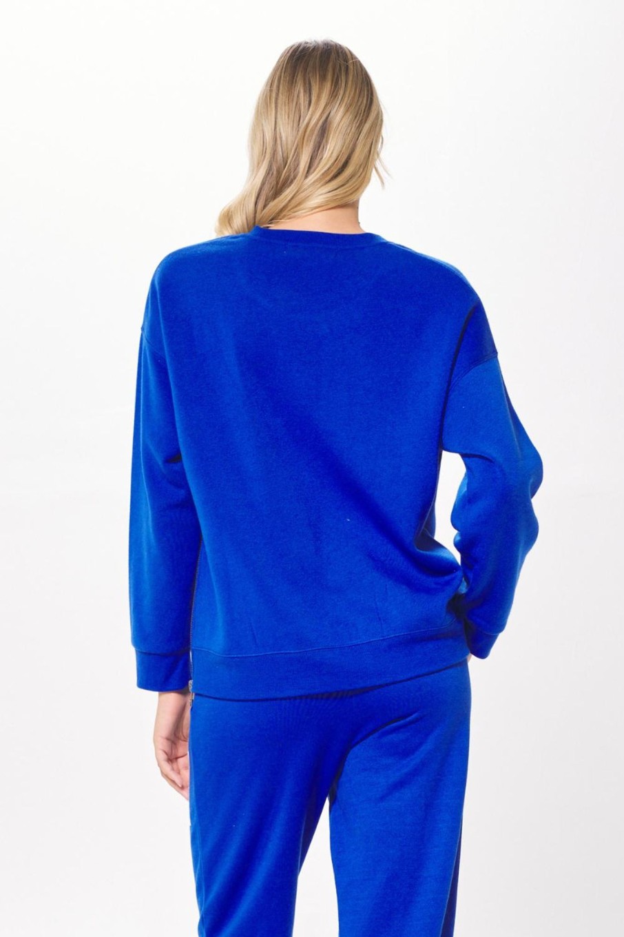 Women Vintage Havana Sweatshirts | Royal Blue W/Red Paris Boarding Pass Crewneck