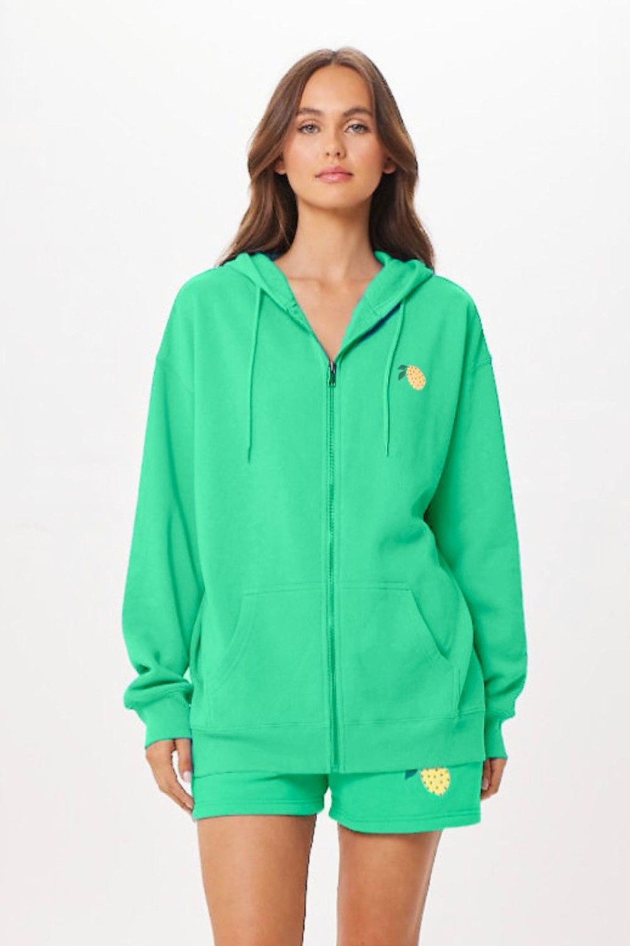 Women Vintage Havana Sweatshirts | Surf Green Capri Jet Setter Surf Wash Zip Up