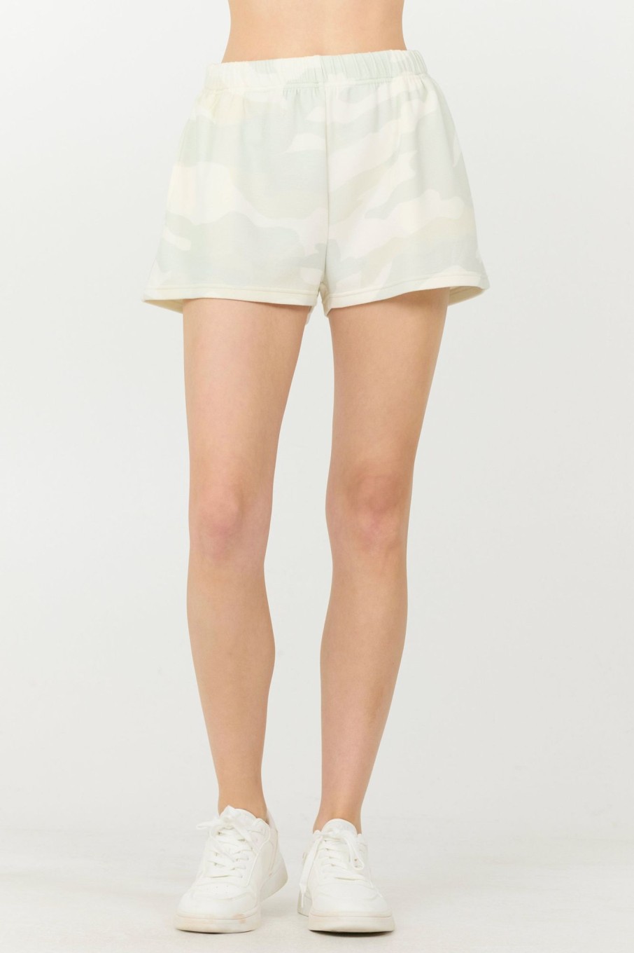 Women Vintage Havana Shorts | Spring Camo Printed Cloud Fleece Shorts