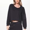 Women Vintage Havana Sweatshirts | Black Heavy French Terry Utility Crewneck