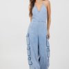 Women Vintage Havana Jumpers & Rompers | Washed Denim Tencel Jumpsuit