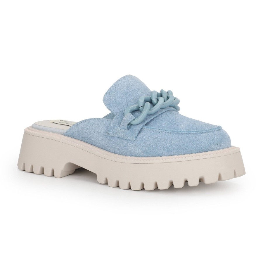 Women Vintage Havana Loafers | Hazel-Sky Blue