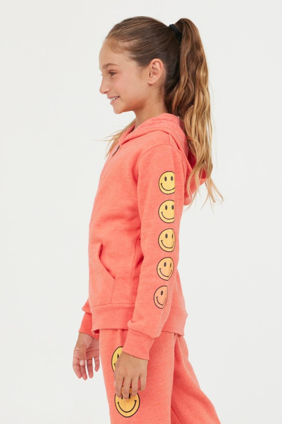 Women Vintage Havana Hoodies | Smiley Sleeve Zip Hoodie