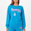 Women Vintage Havana Sweatshirts | Bright Blue St. Tropez Jet Setter Surf Wash Crewneck